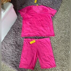 Daisy Fuchsia Biker Short Set